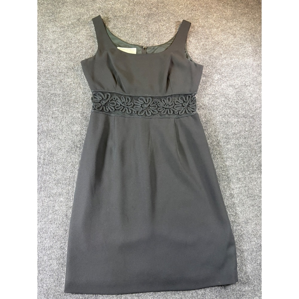 Maggy London Kenneth Nolan Black Sleeveless Soutache Mesh‎ Waist Sheath Dress 8
